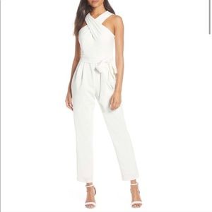 cross front halter jumpsuit